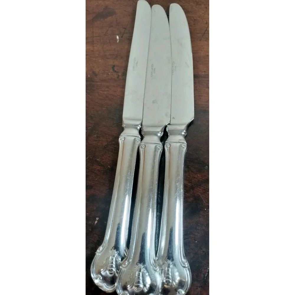 Wallace Napoleon Bee Flatware Dinner Knives Lot of 3 Stainless Steel China